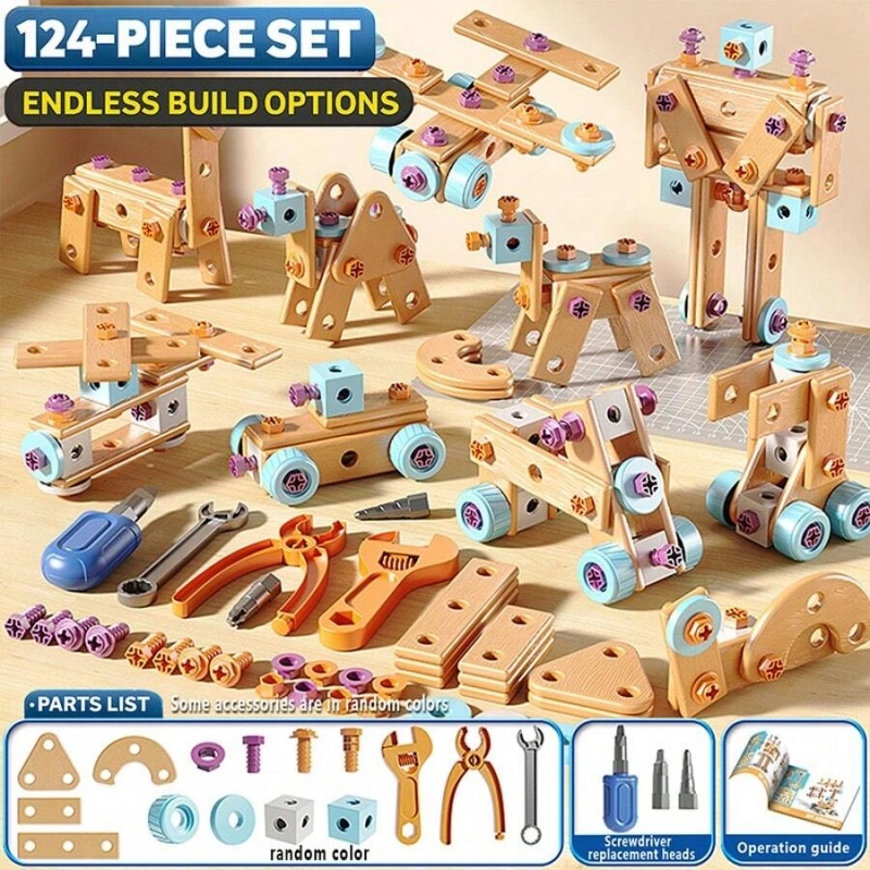 Tools Workshop For Kids - 126Pcs Kids DIY Wooden Building Construction