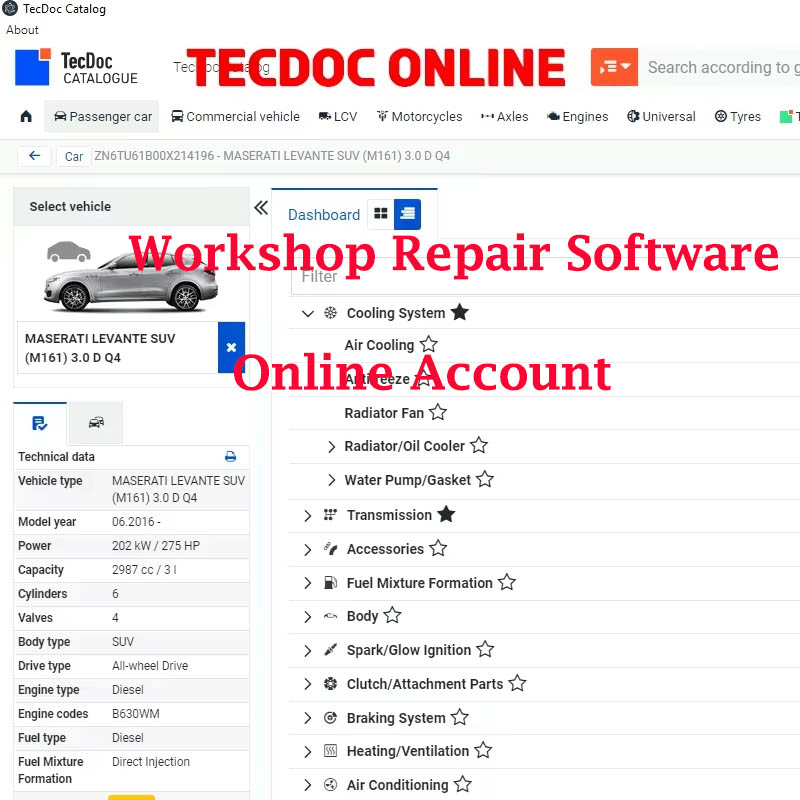 Workshop Tools English - 2026 Online Account for Workshop Repair