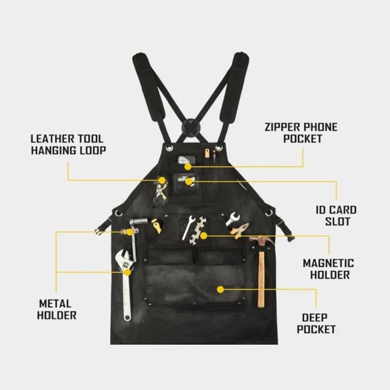 Workshop Tools Needed - E8BD Professional Workshop Apron with Multiple
