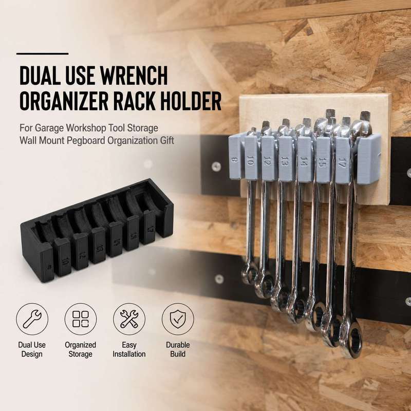 Workshop Tools Organizing - Wall Mount Wrench Organizer Rack Holder