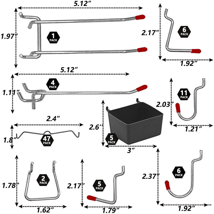 114 Pcs Pegboard Hooks Set Met - огляд і ціна Workshop Tools Organizing
